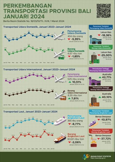 Development of Air and Sea Transportation in Bali Province January 2024